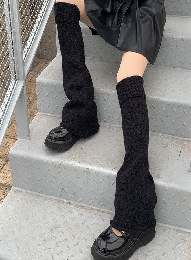 CYian Leg Warmers for Girls Women Kawaii Y2k Harajuku Leg Warmers Cute Knitted Leg Sleeves Goth Lolita Accessories(Black - Image 3